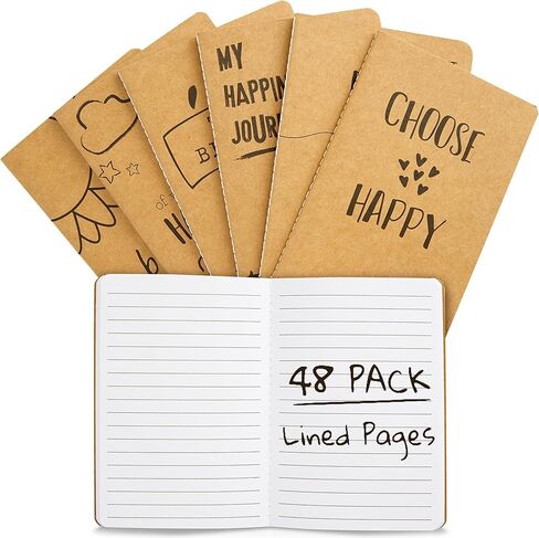 Paper Junkie Kraft Notebooks Bulk, 80 Lined Pages, 4 x 5.75 in Mini Journals for Writing, Drawing, Doodling, Student Gifts, Teacher Appreciation, Classroom Supplies, Small Notebook Set - 48 Pack in Saudi Arabia