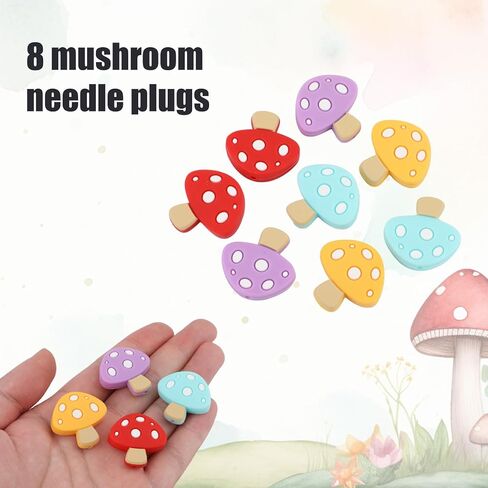8 Pcs Mushroom Knitting Needle Stoppers, Silicone Blunt Needle Cover Knitting Point Protectors Cute Stitch End Caps Holders Accessories and Gadgets Picks in Saudi Arabia