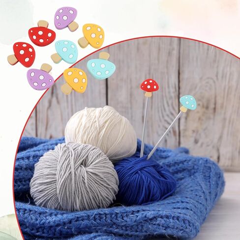 8 Pcs Mushroom Knitting Needle Stoppers, Silicone Blunt Needle Cover Knitting Point Protectors Cute Stitch End Caps Holders Accessories and Gadgets Picks in Saudi Arabia
