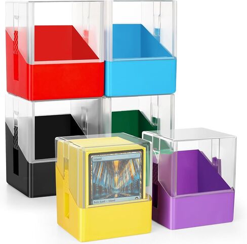 6 عبوات من صناديق بطاقات اللعب السحرية أو أكثر من 1200 بطاقة MTG/TCG/OCG بدون أكمام. - صندوق منظم بطاقات التداول يحمل أكثر من 600 بطاقة ذات أكمام واحدة (متعددة الألوان، 6 عبوات) in Kuwait