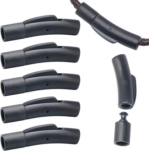 SUNNYCLUE 1 صندوق 8 مجموعات 4 مم مشبك سلك جلدي من الفولاذ المقاوم للصدأ ينتهي سلك أسود غير لامع عمود معدني حربة مشبك موصل إغلاق بإبزيم لصنع المجوهرات والقلائد والأساور ومستلزمات الإكسسوارات in Kuwait