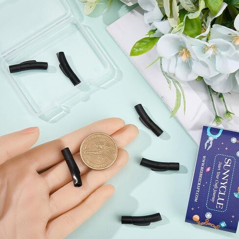 SUNNYCLUE 1 صندوق 8 مجموعات 4 مم مشبك سلك جلدي من الفولاذ المقاوم للصدأ ينتهي سلك أسود غير لامع عمود معدني حربة مشبك موصل إغلاق بإبزيم لصنع المجوهرات والقلائد والأساور ومستلزمات الإكسسوارات in Kuwait