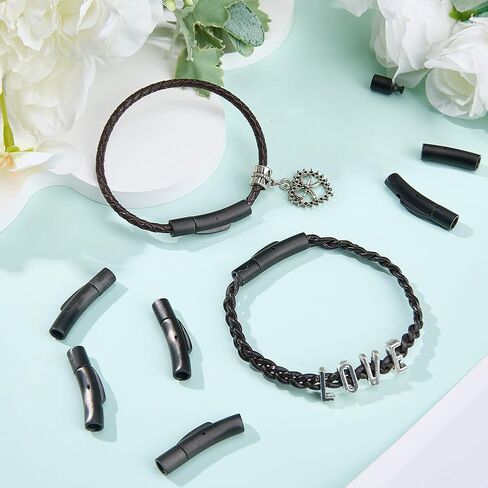 SUNNYCLUE 1 صندوق 8 مجموعات 4 مم مشبك سلك جلدي من الفولاذ المقاوم للصدأ ينتهي سلك أسود غير لامع عمود معدني حربة مشبك موصل إغلاق بإبزيم لصنع المجوهرات والقلائد والأساور ومستلزمات الإكسسوارات in Kuwait