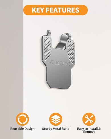 40 قطعة من شماعات صور الحوائط الجافة المخلبية، لا تسبب أي ضرر، شماعات جدارية مخلبية شديدة التحمل لتعليق مجموعة ملصقات الصور مرآة الصورة، خالية من الأدوات، تحمل ما يصل إلى 40 رطلًا، للجدران الجافة والجدران الجصية in Kuwait