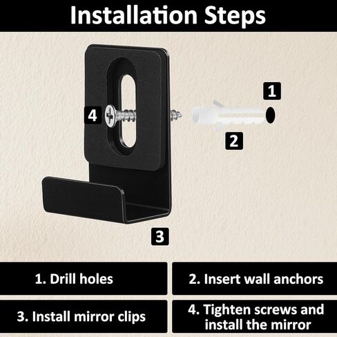 8Pcs Metal Mirror Clips, Mirror Holder Clips, 1/2" Wide Channel, Heavy Duty Mirrors Hangers Mirrors Mounting Hardware for The Wall in Saudi Arabia