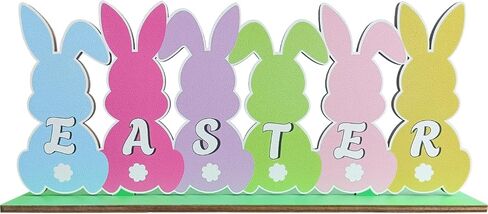 زينة عيد الفصح للمنزل طاولة خشبية مركزية 11.8 × 4.9 بوصة زينة طاولة عيد الفصح ريفي مزرعة أرنب منضدية ديكور صينية متدرجة لمستلزمات حفلات عيد الفصح الربيعية، متعددة الألوان in Kuwait