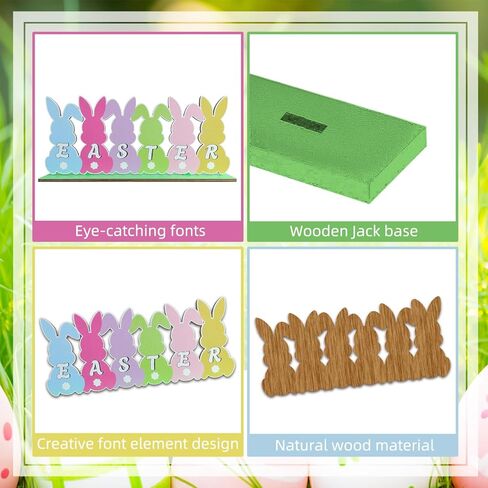 زينة عيد الفصح للمنزل طاولة خشبية مركزية 11.8 × 4.9 بوصة زينة طاولة عيد الفصح ريفي مزرعة أرنب منضدية ديكور صينية متدرجة لمستلزمات حفلات عيد الفصح الربيعية، متعددة الألوان in Kuwait