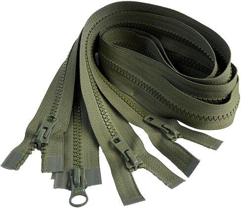 2pcs YKK #5 Molded Plastic Two-Way Separating, Open-End Jacket Zipper - Tape Color: Cedar Green #566W - Choose Your Length - Made in The United States (Cedar Green #566W, 34" Inches) in Saudi Arabia