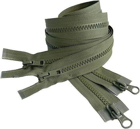 2pcs YKK #5 Molded Plastic Two-Way Separating, Open-End Jacket Zipper - Tape Color: Cedar Green #566W - Choose Your Length - Made in The United States (Cedar Green #566W, 34" Inches) in Saudi Arabia