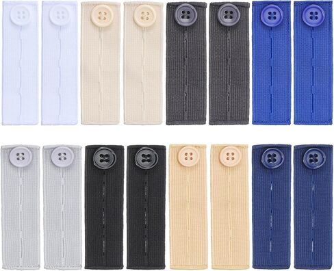 16PCS Elastic Pants Waist Extenders Adjustable Waistband Button Extenders Jeans Pants Button Extender Buttons Holes Waistband Extender for Men Women Different Kinds of Pant Jeans Trousers in Saudi Arabia