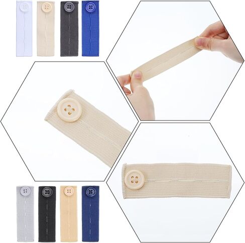 16PCS Elastic Pants Waist Extenders Adjustable Waistband Button Extenders Jeans Pants Button Extender Buttons Holes Waistband Extender for Men Women Different Kinds of Pant Jeans Trousers in Saudi Arabia