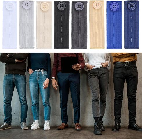 16PCS Elastic Pants Waist Extenders Adjustable Waistband Button Extenders Jeans Pants Button Extender Buttons Holes Waistband Extender for Men Women Different Kinds of Pant Jeans Trousers in Saudi Arabia
