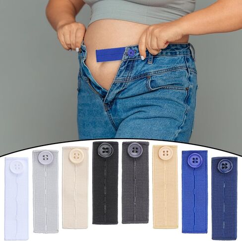 16PCS Elastic Pants Waist Extenders Adjustable Waistband Button Extenders Jeans Pants Button Extender Buttons Holes Waistband Extender for Men Women Different Kinds of Pant Jeans Trousers in Saudi Arabia
