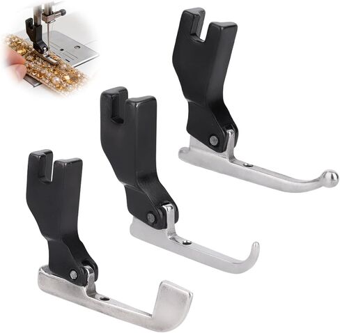 3pcs P369 Bead Sequin Special Presser Foot, Metal Beaded Presser Feet Set Sewing Machine Straight Stitch Foot Sewing Machine Accessories for Wedding Dress & Delicate Fabric in Saudi Arabia