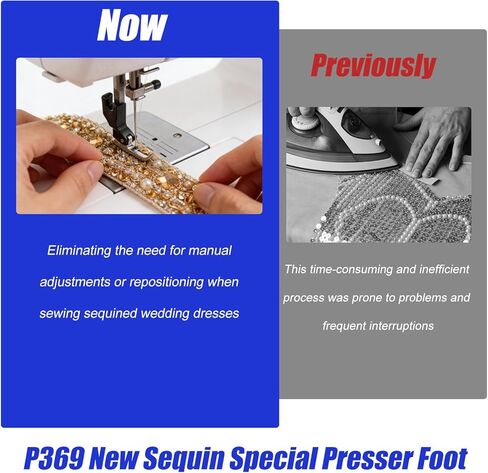 3pcs P369 Bead Sequin Special Presser Foot, Metal Beaded Presser Feet Set Sewing Machine Straight Stitch Foot Sewing Machine Accessories for Wedding Dress & Delicate Fabric in Saudi Arabia