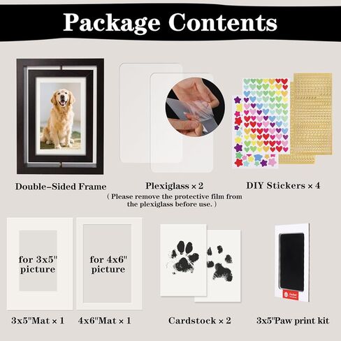 مجموعة طباعة مخالب الكلاب بدون حبر من AVEAX، إطار صورة دوار مقاس 5 × 7 DIY للصور مقاس 4 × 6 أو 3 × 5، هدايا تذكارية للحيوانات الأليفة للكلاب مع وسادة حبر خالية من الفوضى، هدايا شخصية، بني in Kuwait