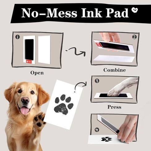 مجموعة طباعة مخالب الكلاب بدون حبر من AVEAX، إطار صورة دوار مقاس 5 × 7 DIY للصور مقاس 4 × 6 أو 3 × 5، هدايا تذكارية للحيوانات الأليفة للكلاب مع وسادة حبر خالية من الفوضى، هدايا شخصية، بني in Kuwait