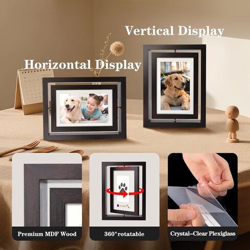 مجموعة طباعة مخالب الكلاب بدون حبر من AVEAX، إطار صورة دوار مقاس 5 × 7 DIY للصور مقاس 4 × 6 أو 3 × 5، هدايا تذكارية للحيوانات الأليفة للكلاب مع وسادة حبر خالية من الفوضى، هدايا شخصية، بني in Kuwait