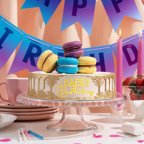 Happy Birthday Cupcake Toppers, 24 Pcs Birthday Cupcake Toppers Acrylic Topper for Celebrating Bday Mini Cakes Decoration Gold Happy Cupcakes Anniversary Theme Party Mirror Sign in Saudi Arabia