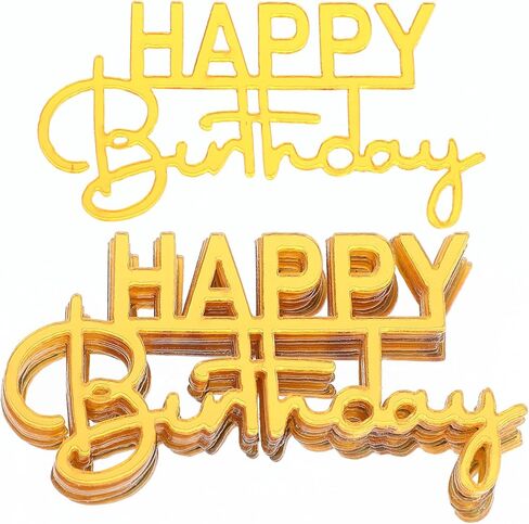 Happy Birthday Cupcake Toppers, 24 Pcs Birthday Cupcake Toppers Acrylic Topper for Celebrating Bday Mini Cakes Decoration Gold Happy Cupcakes Anniversary Theme Party Mirror Sign in Saudi Arabia