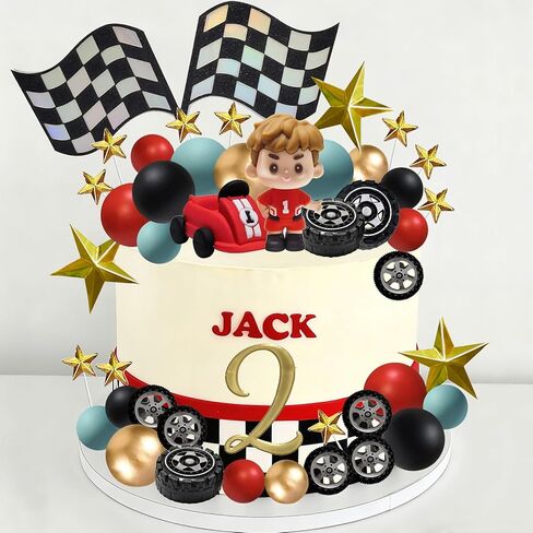 58 قطعة كعكة السباق القبعات العالية سباق السيارات كعكة الزينة متقلب العلم الإطارات نجمة الكرة كعكة الزينة لسباق موضوع حفلة عيد ميلاد لوازم in Kuwait