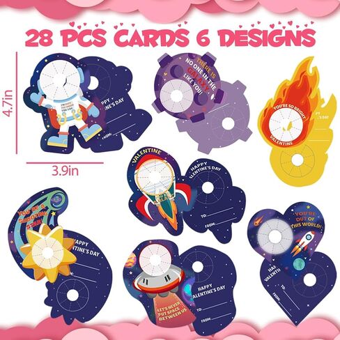 28PCS Galaxy Slime Balls with Space Valentines Cards Slime Stress Relief Fidget for Valentine School Classroom Prize Exchange, Valentine Party Favors in Kuwait