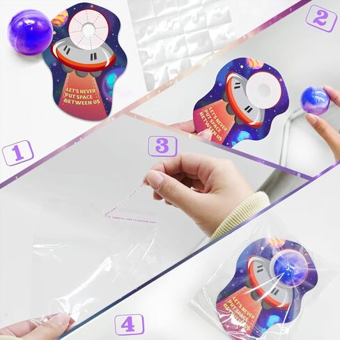 28PCS Galaxy Slime Balls with Space Valentines Cards Slime Stress Relief Fidget for Valentine School Classroom Prize Exchange, Valentine Party Favors in Kuwait