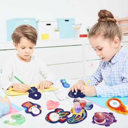 28PCS Galaxy Slime Balls with Space Valentines Cards Slime Stress Relief Fidget for Valentine School Classroom Prize Exchange, Valentine Party Favors in Kuwait