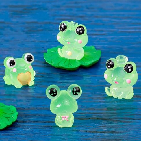 6Pcs Mini Micro Landscape Creative Cute Luminous Frog Figurine Decoration Accessories Resin Crafts Car Desktop Small Ornaments in Saudi Arabia