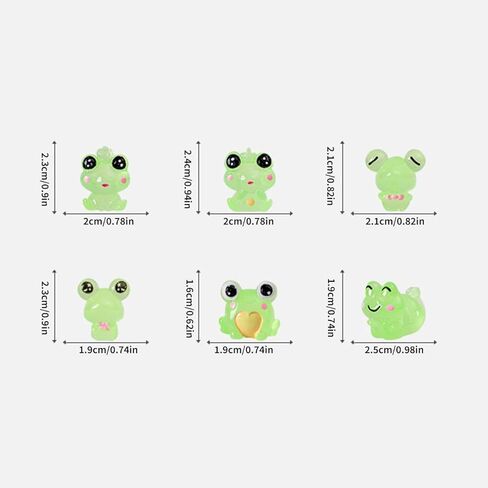 6Pcs Mini Micro Landscape Creative Cute Luminous Frog Figurine Decoration Accessories Resin Crafts Car Desktop Small Ornaments in Saudi Arabia