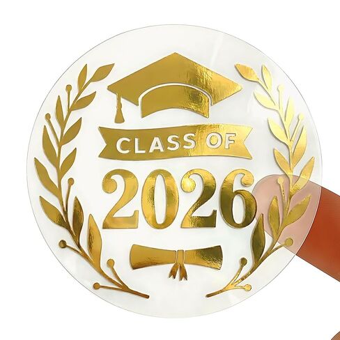 Class of 2026 Foil Graduation Round Envelope Seals Real Foil Stickers High School College Graduation 2026 Labels Black Foil Celebration Invitation Sticker, 1.6", Pack of 100 (Black Foil) in Saudi Arabia