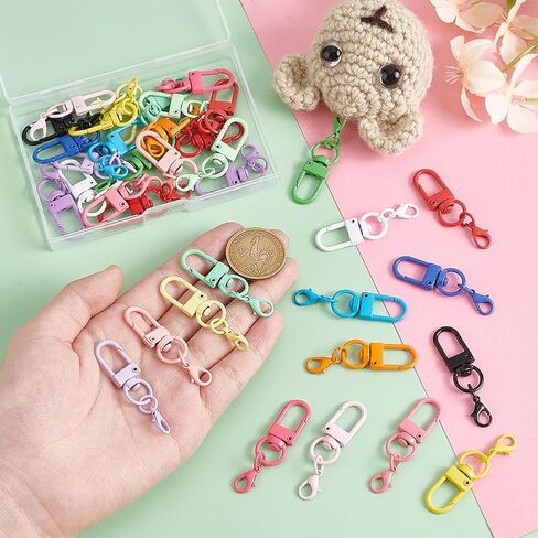 PH PandaHall 36pcs 18 Candy Colors Colorful Lobster Claw Clasps Keychain Colored Key Rings Metal Split Key Ring for Key Holders Making DIY Crafts Jewelry Pendants Making Home Office, 2 inch in Kuwait
