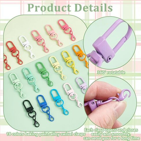 PH PandaHall 36pcs 18 Candy Colors Colorful Lobster Claw Clasps Keychain Colored Key Rings Metal Split Key Ring for Key Holders Making DIY Crafts Jewelry Pendants Making Home Office, 2 inch in Kuwait