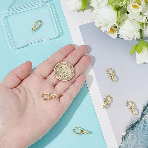 PH PandaHall 18k Gold Plated Spring Gate Clasps 6pcs Pendant Bail Clasps Jewellery Connectors Golden Links Necklace Clips Closure for Bracelet Pendants Jewellery Making DIY Crafts 0.8x0.35 Inch in Kuwait