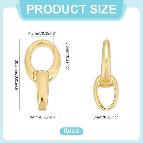 PH PandaHall 18k Gold Plated Spring Gate Clasps 6pcs Pendant Bail Clasps Jewellery Connectors Golden Links Necklace Clips Closure for Bracelet Pendants Jewellery Making DIY Crafts 0.8x0.35 Inch in Kuwait