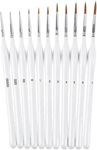 Detailing Brush Set, 11 Pcs Miniature Paint Brushes with Triangular Handles, Paint Brushe for Acrylic Painting, Model, Face, Figurine, Watercolor, Oil, Paint by Numbers Kit for Adults (White) in Saudi Arabia