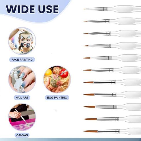 Detailing Brush Set, 11 Pcs Miniature Paint Brushes with Triangular Handles, Paint Brushe for Acrylic Painting, Model, Face, Figurine, Watercolor, Oil, Paint by Numbers Kit for Adults (White) in Saudi Arabia