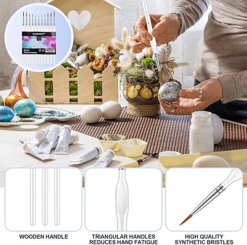 Detailing Brush Set, 11 Pcs Miniature Paint Brushes with Triangular Handles, Paint Brushe for Acrylic Painting, Model, Face, Figurine, Watercolor, Oil, Paint by Numbers Kit for Adults (White) in Saudi Arabia