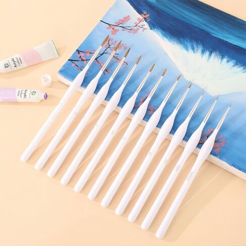 Detailing Brush Set, 11 Pcs Miniature Paint Brushes with Triangular Handles, Paint Brushe for Acrylic Painting, Model, Face, Figurine, Watercolor, Oil, Paint by Numbers Kit for Adults (White) in Saudi Arabia