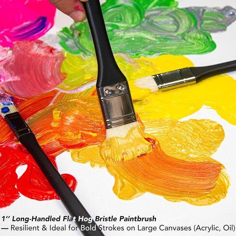 مجموعة 14 فرشاة طلاء مع حامل فرشاة، تتضمن فرش شعر الخنزير وشعر ابن عرس للزيت والأكريليك والألوان المائية، ومشبك معدني دوار للتخزين والوضع المريح أثناء الطلاء in Kuwait