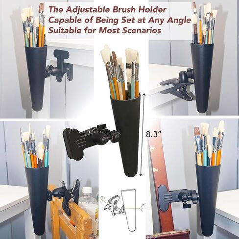 مجموعة 14 فرشاة طلاء مع حامل فرشاة، تتضمن فرش شعر الخنزير وشعر ابن عرس للزيت والأكريليك والألوان المائية، ومشبك معدني دوار للتخزين والوضع المريح أثناء الطلاء in Kuwait