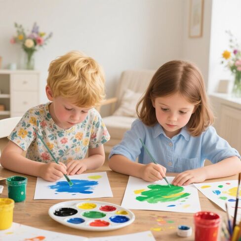 مجموعة 6 قطع من فرش طلاء الأكريليك، فرش فنان شعر نايلون احترافية للرسم بالألوان المائية الزيتية والتفاصيل الدقيقة والضربات العريضة للمبتدئين المحترفين (أخضر) in Kuwait