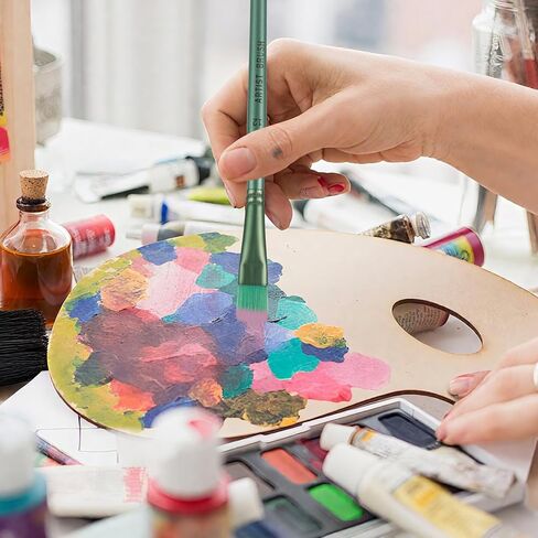 مجموعة 6 قطع من فرش طلاء الأكريليك، فرش فنان شعر نايلون احترافية للرسم بالألوان المائية الزيتية والتفاصيل الدقيقة والضربات العريضة للمبتدئين المحترفين (أخضر) in Kuwait