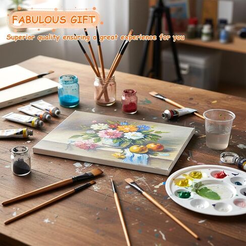 6 Pcs Flat Paint Brushes, Nylon Artist Paint Brushes Flat Paints Wood Handle Acrylic Brush for Oil Painting, Art Detail in Saudi Arabia