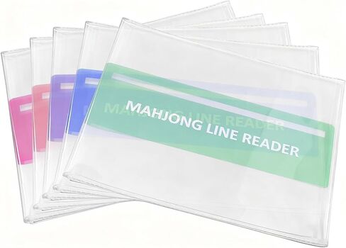 5 Sets Mahjong Card Sleeve Positioning Set, Including 5 Pcs Transparent Protective Sleeves and 5 Pcs Line Finders for Card Protection and to Quickly Identify Winning Numbers, Easy to Fold in Kuwait