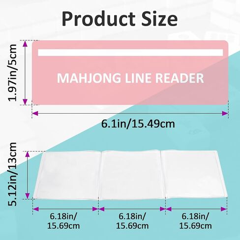 5 Sets Mahjong Card Sleeve Positioning Set, Including 5 Pcs Transparent Protective Sleeves and 5 Pcs Line Finders for Card Protection and to Quickly Identify Winning Numbers, Easy to Fold in Kuwait