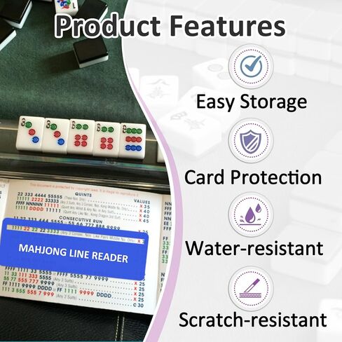 5 Sets Mahjong Card Sleeve Positioning Set, Including 5 Pcs Transparent Protective Sleeves and 5 Pcs Line Finders for Card Protection and to Quickly Identify Winning Numbers, Easy to Fold in Kuwait