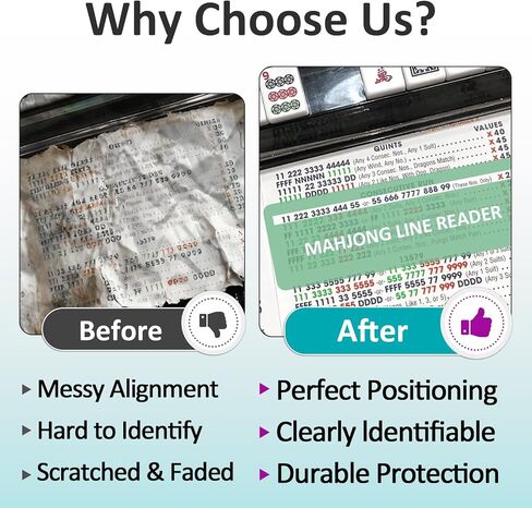 5 Sets Mahjong Card Sleeve Positioning Set, Including 5 Pcs Transparent Protective Sleeves and 5 Pcs Line Finders for Card Protection and to Quickly Identify Winning Numbers, Easy to Fold in Kuwait