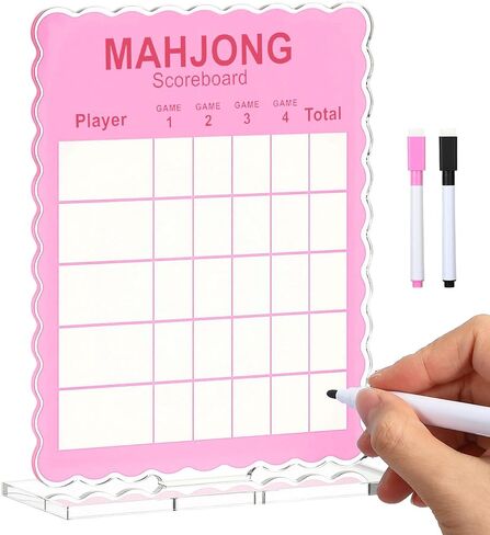 Scalloped Mahjong Scoreboard Acrylic Scoreboard with Dry Erase Markers and Holders Mahjong Accessories for Score Keeper Lover Gift in Saudi Arabia