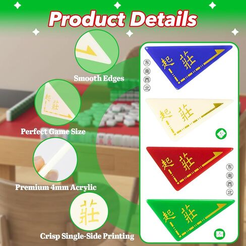 4 Pcs Mahjong Dealer Marker Set, Acrylic Wind Indicator & Round Tracker for Mahjong, Accessories for Mahjong Play in Saudi Arabia